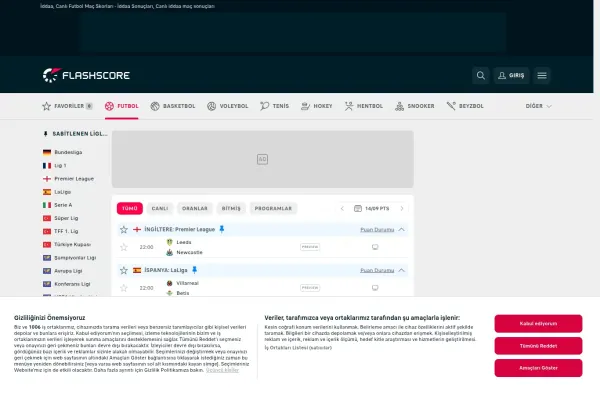 flashscore.com.tr masaüstü ekran görüntüsü