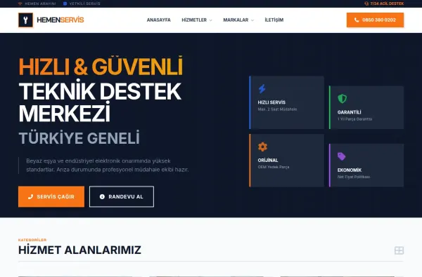 hemenservis.com.tr masaüstü ekran görüntüsü
