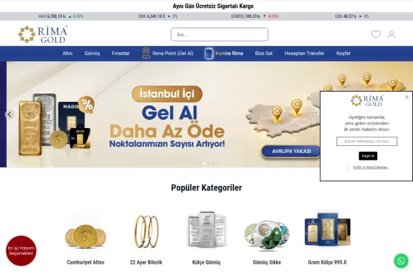 rimagold.com.tr masaüstü ekran görüntüsü