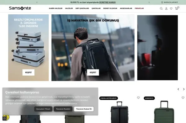 samsonite.com.tr ekran görüntüsü