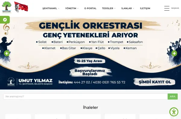 sehitkamil.bel.tr ekran görüntüsü