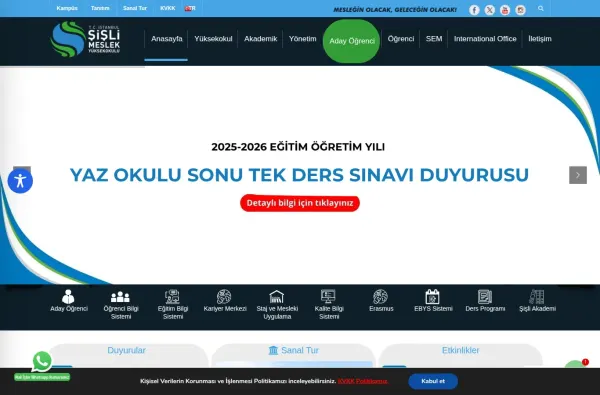 sisli.edu.tr ekran görüntüsü