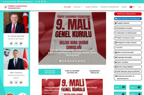 turkiyetaekwondofed.gov.tr ekran görüntüsü