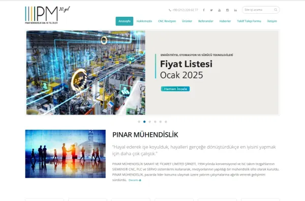 pinarmuhendislik.com.tr masaüstü ekran görüntüsü
