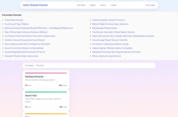 hizliyemekforum.com.tr masaüstü ekran görüntüsü