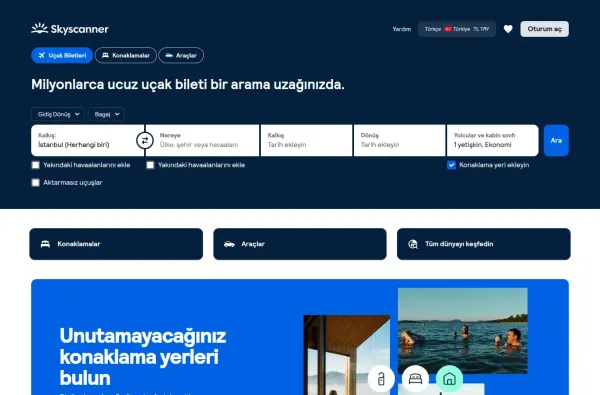 skyscanner.com.tr masaüstü ekran görüntüsü