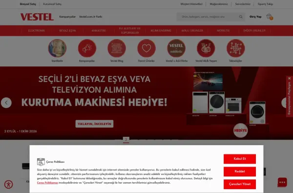 vestel.com.tr masaüstü ekran görüntüsü