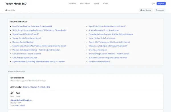 yorummatrix360.com.tr ekran görüntüsü