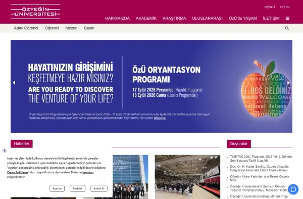 ozyegin.edu.tr masaüstü ekran görüntüsü