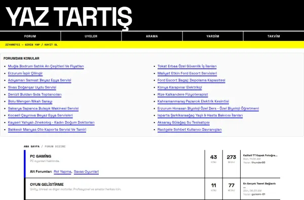 yaztartis.com.tr ekran görüntüsü