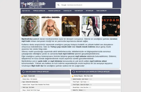 mp3indirdur.com.tr masaüstü ekran görüntüsü