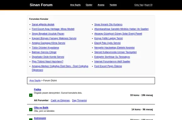 sinanforum.com.tr ekran görüntüsü