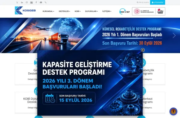kosgeb.gov.tr masaüstü ekran görüntüsü
