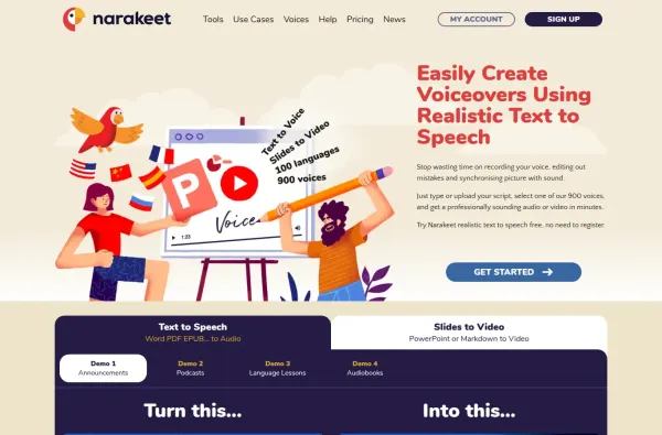 narakeet.com masaüstü ekran görüntüsü