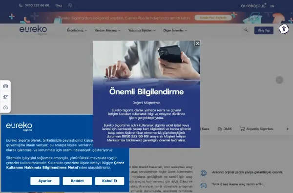 eurekosigorta.com.tr masaüstü ekran görüntüsü