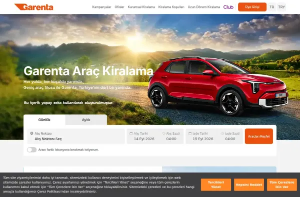 garenta.com.tr masaüstü ekran görüntüsü