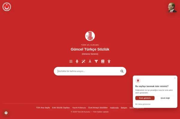sozluk.gov.tr masaüstü ekran görüntüsü