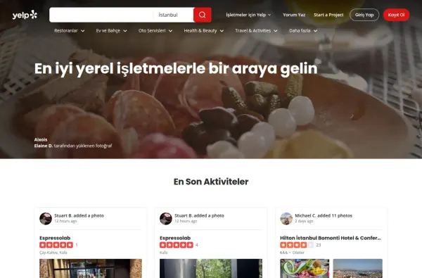 yelp.com.tr masaüstü ekran görüntüsü