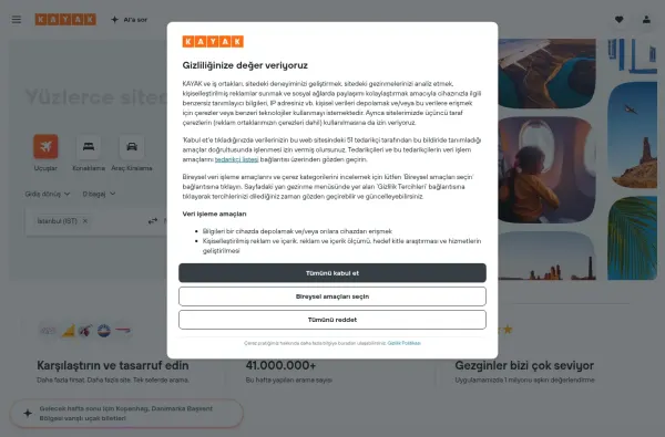 kayak.com.tr masaüstü ekran görüntüsü