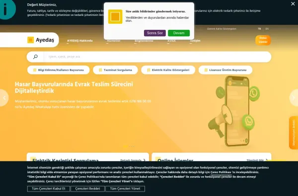 ayedas.com.tr masaüstü ekran görüntüsü