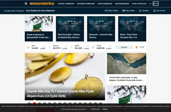 ensondakika.com.tr masaüstü ekran görüntüsü
